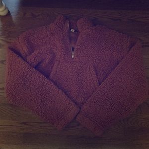Pink fuzzy top shop sweatshirt